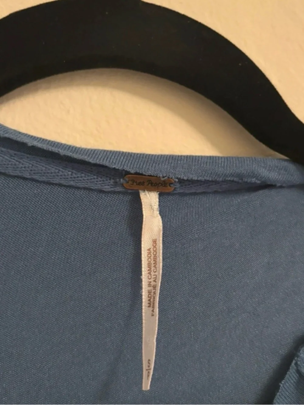 Free People Birdie Henley Hi Low Long Sleeve Small Top in Denim Blue